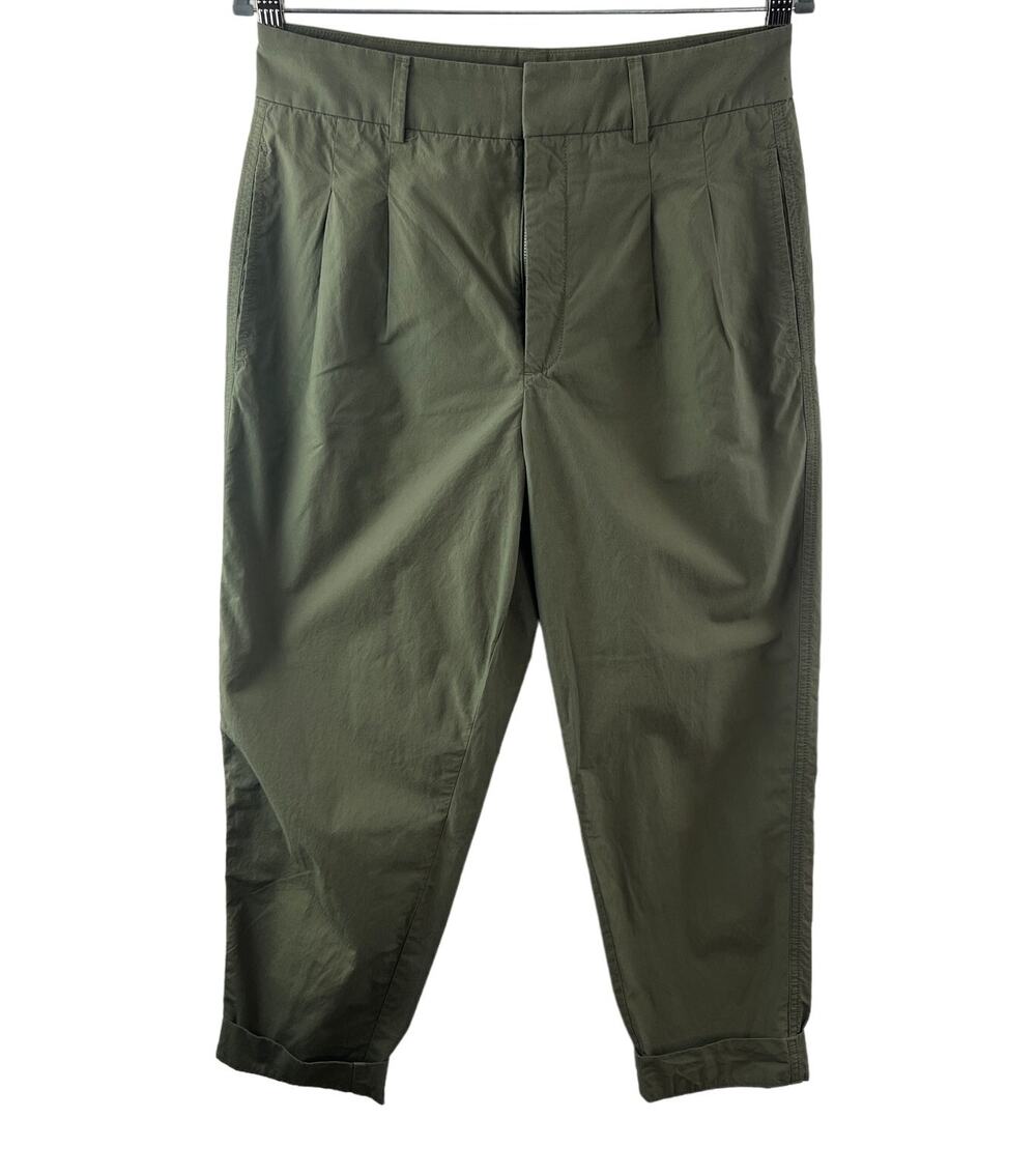 EVERLANE Green Crop Pants Cotton High-Rise Pinroll Cuff Straight Zip Fly Size 6